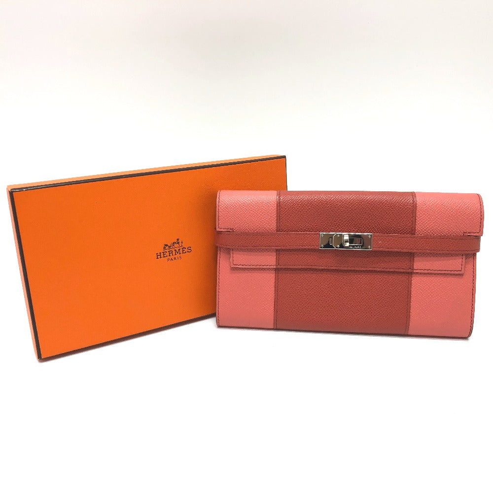 HERMES Long Wallet Purse Epsom pink Long wallet Kelly Wallet Flag