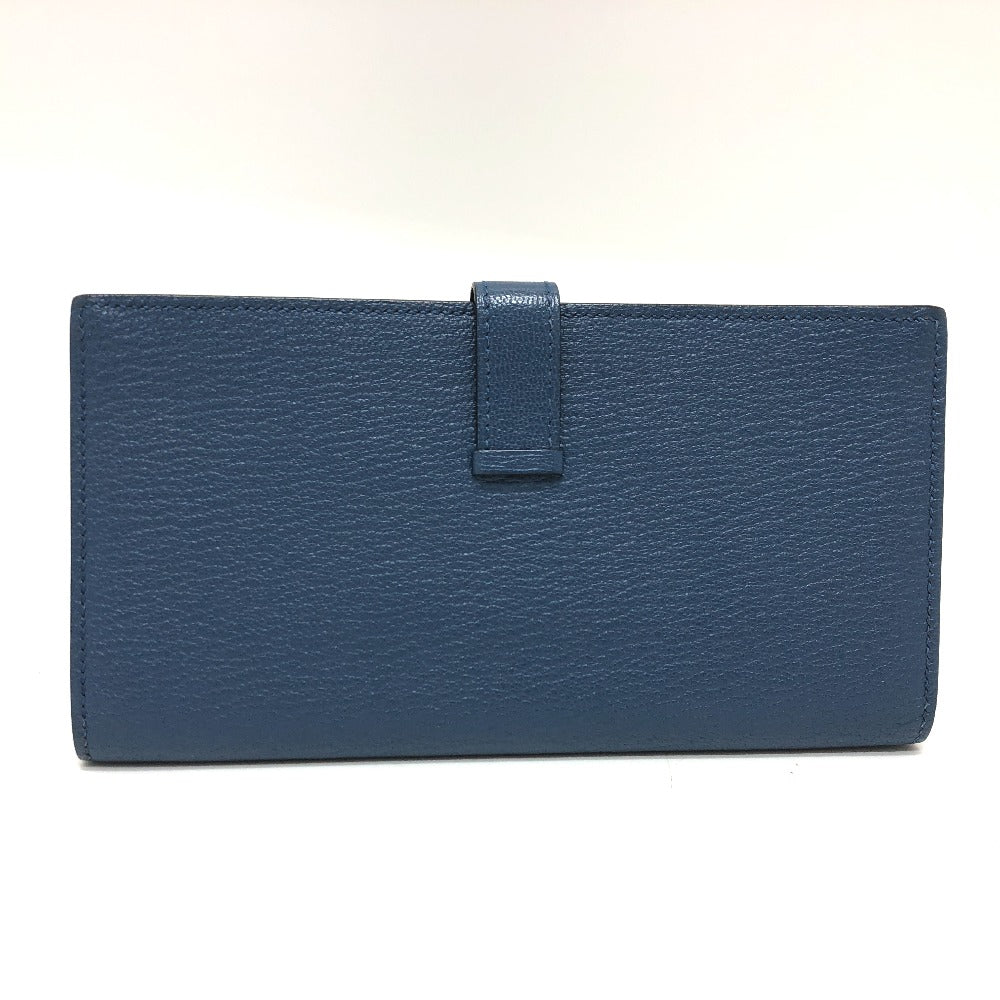 HERMES Long Wallet Purse Shave blue Long wallet Beansufla Women Used