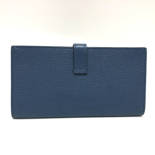 HERMES Long Wallet Purse Shave blue Long wallet Beansufla Women Used