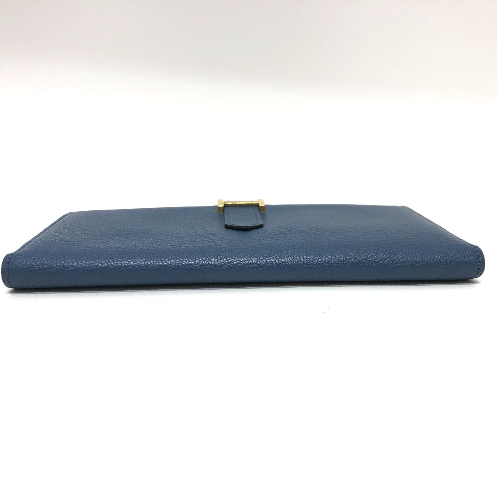 HERMES Long Wallet Purse Shave blue Long wallet Beansufla Women Used