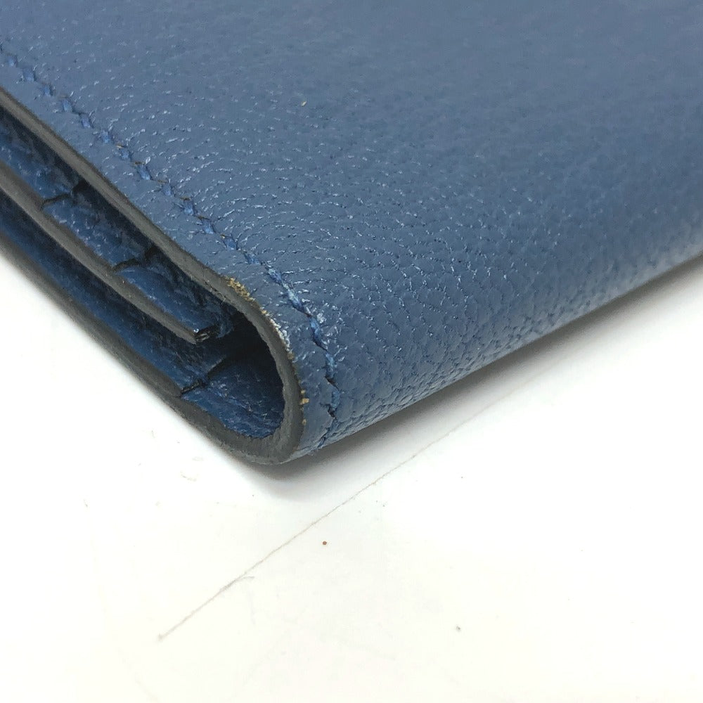 HERMES Long Wallet Purse Shave blue Long wallet Beansufla Women Used