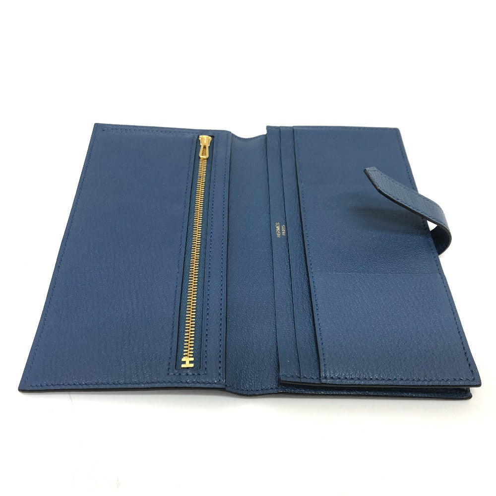 HERMES Long Wallet Purse Shave blue Long wallet Beansufla Women Used