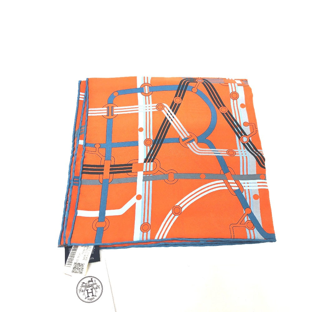 HERMES scarf silk Orange Pochette 45 Correspondance Carre45 Women Used