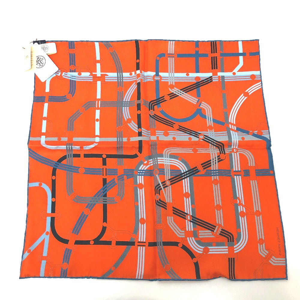 HERMES scarf silk Orange Pochette 45 Correspondance Carre45 Women Used