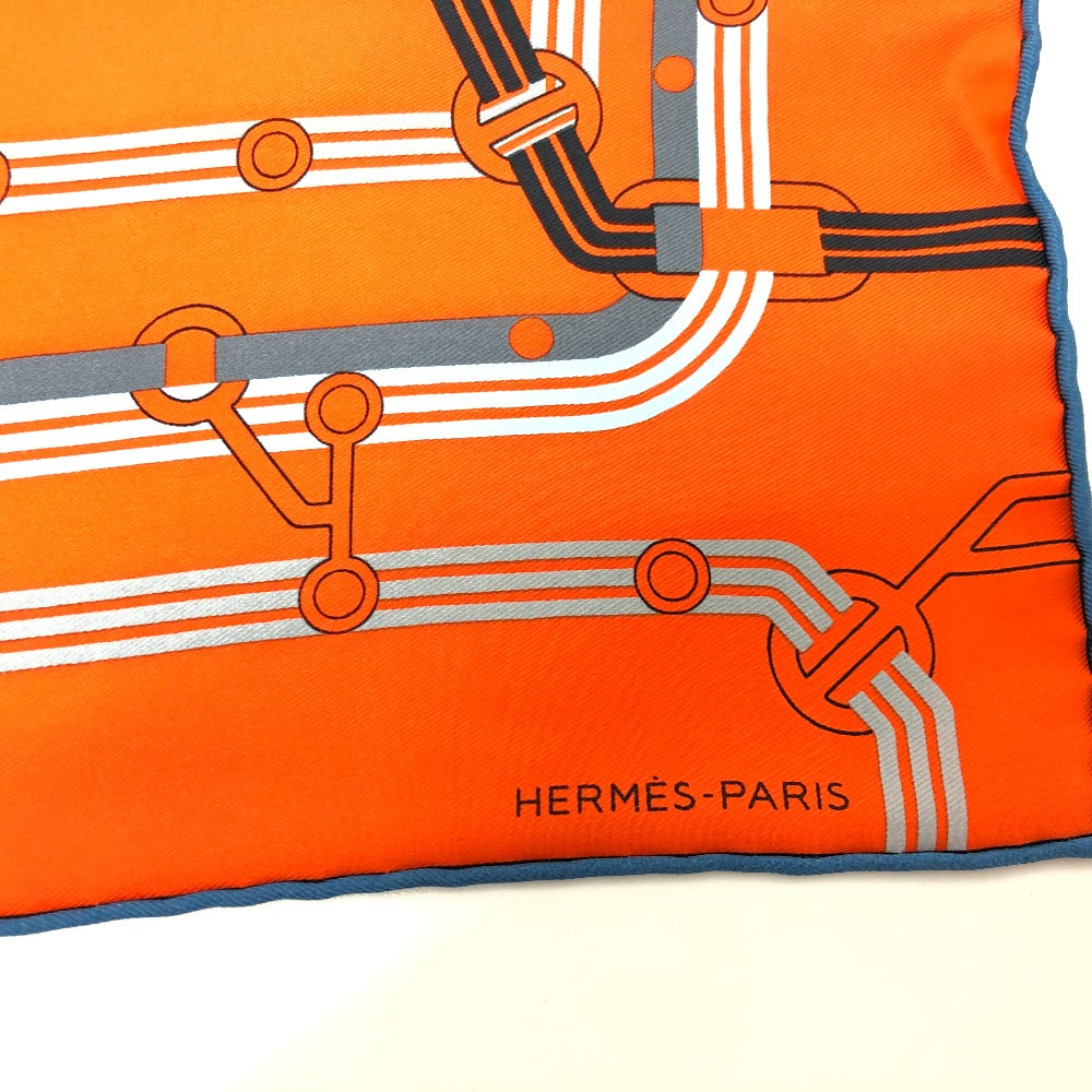 HERMES scarf silk Orange Pochette 45 Correspondance Carre45 Women Used