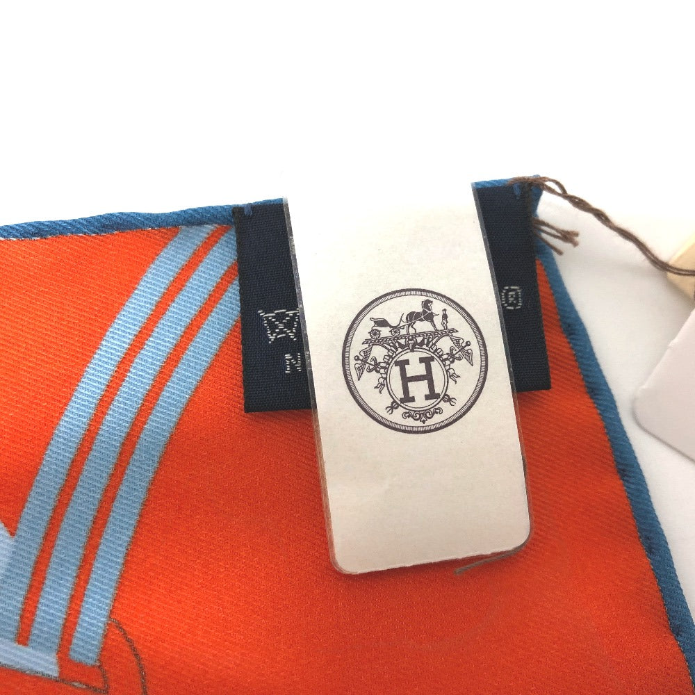 HERMES scarf silk Orange Pochette 45 Correspondance Carre45 Women Used