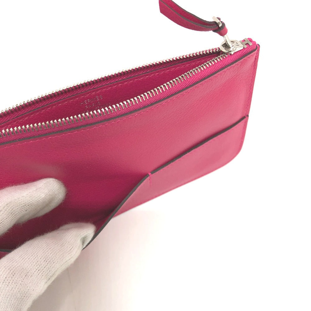 HERMES Long Wallet Purse Leather, Evercolor pink Dogon GM Women Used