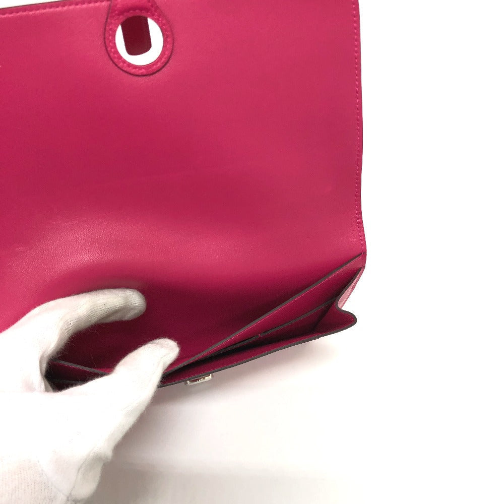 HERMES Long Wallet Purse Leather, Evercolor pink Dogon GM Women Used
