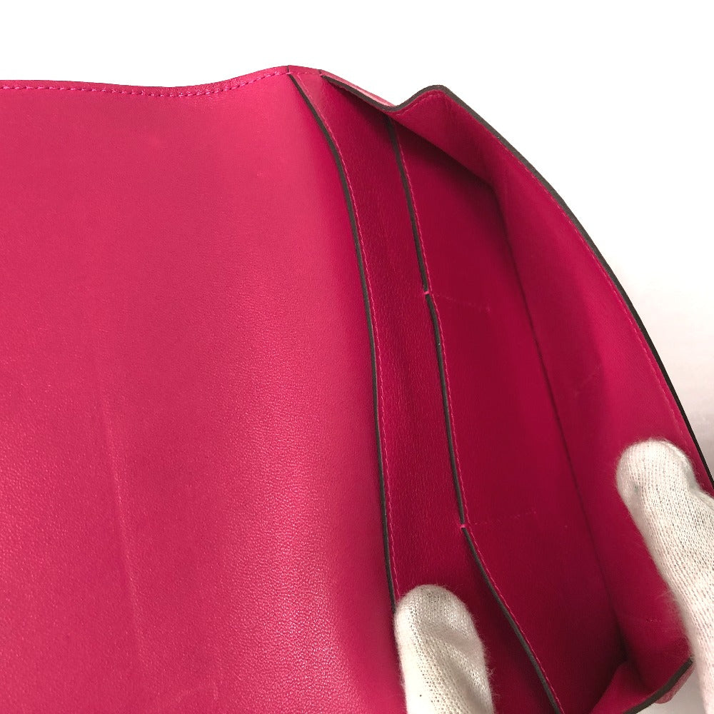 HERMES Long Wallet Purse Leather, Evercolor pink Dogon GM Women Used