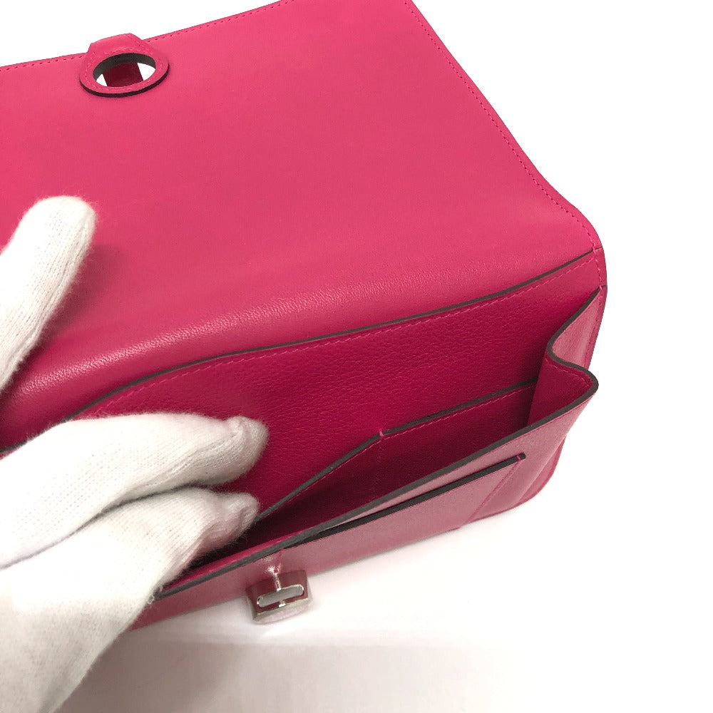 HERMES Long Wallet Purse Leather, Evercolor pink Dogon GM Women Used