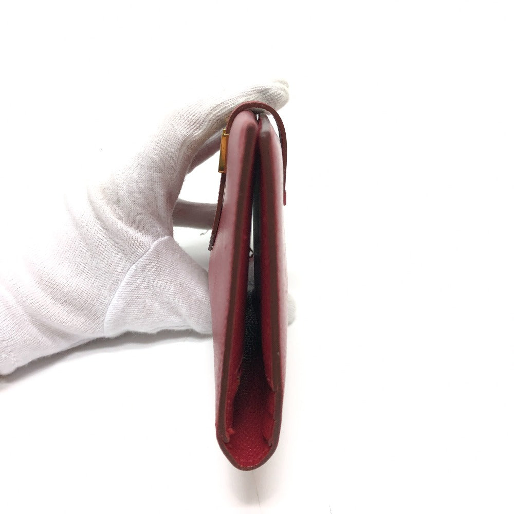 HERMES Long Wallet Purse Courchevel Red Beansufla Women Used