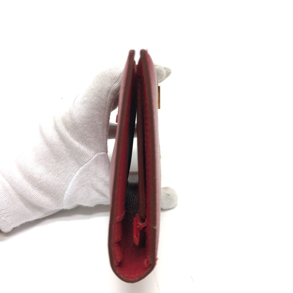 HERMES Long Wallet Purse Courchevel Red Beansufla Women Used