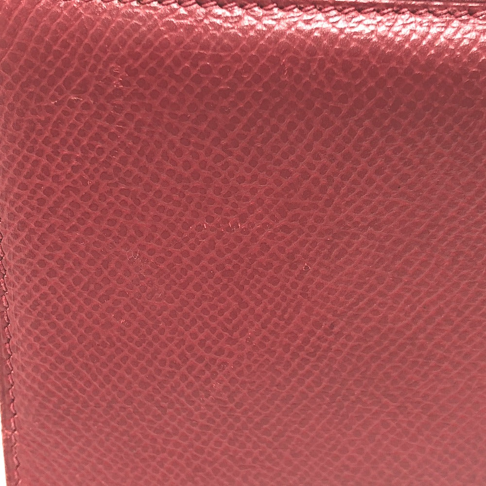 HERMES Long Wallet Purse Courchevel Red Beansufla Women Used