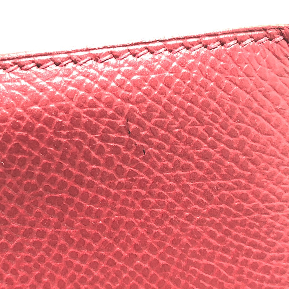 HERMES Long Wallet Purse Courchevel Red Beansufla Women Used