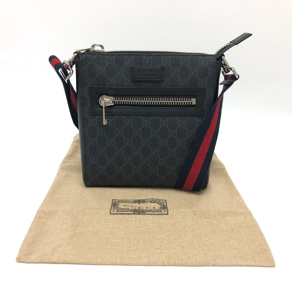 GUCCI Shoulder Bag 523599 GG Supreme Canvas gray GG Supreme Small messenger bag mens Used
