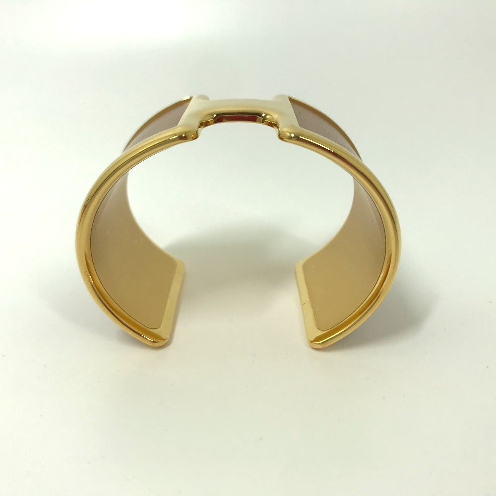 HERMES Bangle leather Brown x Gold bracelet Olympe Women Used