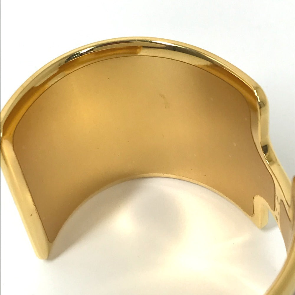 HERMES Bangle leather Brown x Gold bracelet Olympe Women Used