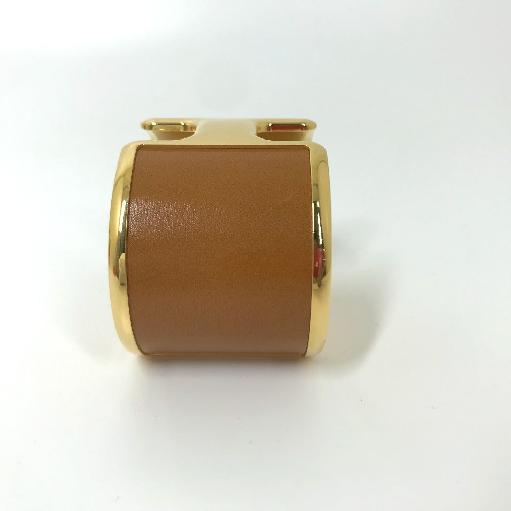 HERMES Bangle leather Brown x Gold bracelet Olympe Women Used
