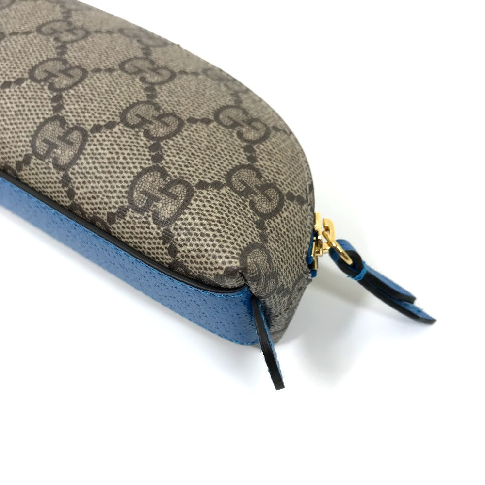 GUCCI pencil case 662129 GG canvas / leather Beige x blue Disney collaboration Donald duck