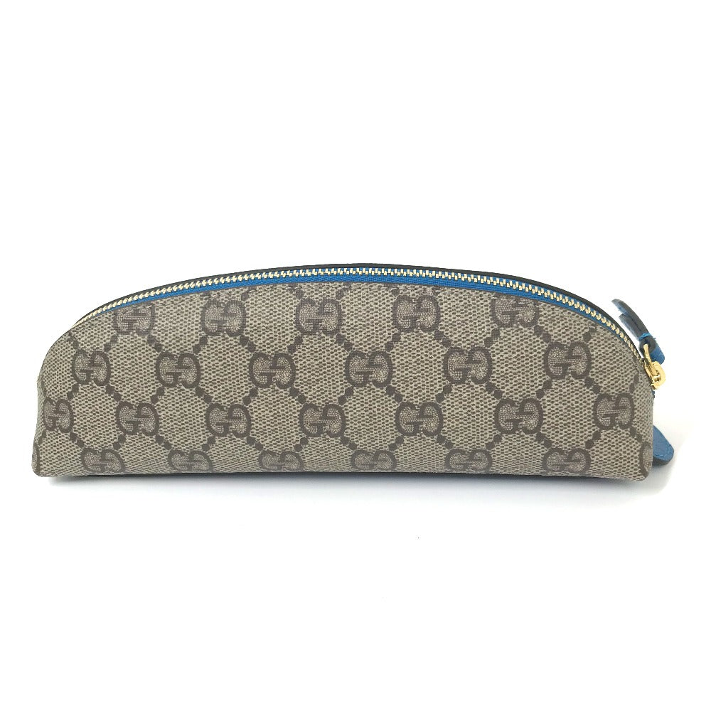 GUCCI pencil case 662129 GG canvas / leather Beige x blue Disney collaboration Donald duck