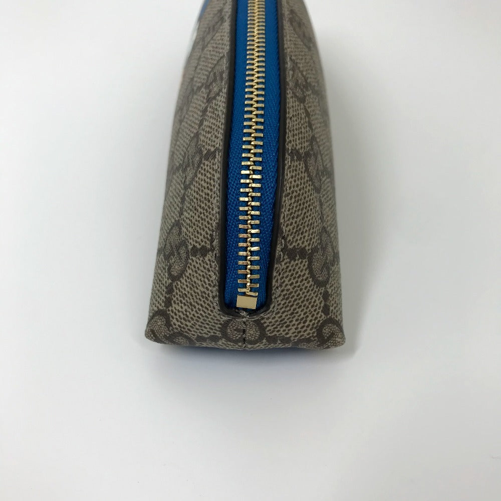 GUCCI pencil case 662129 GG canvas / leather Beige x blue Disney collaboration Donald duck