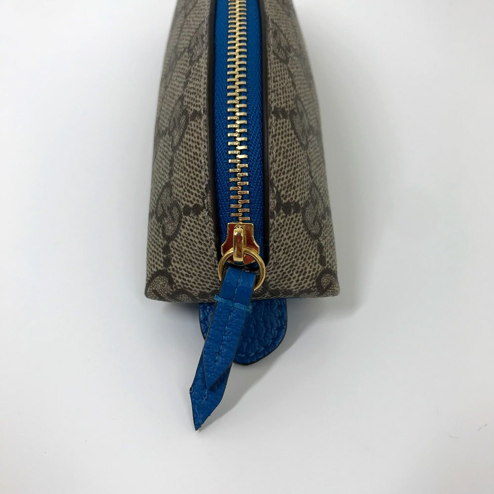 GUCCI pencil case 662129 GG canvas / leather Beige x blue Disney collaboration Donald duck