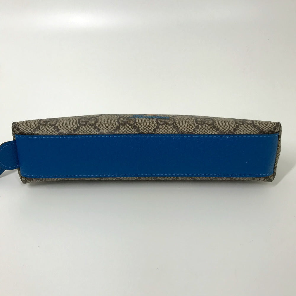 GUCCI pencil case 662129 GG canvas / leather Beige x blue Disney collaboration Donald duck