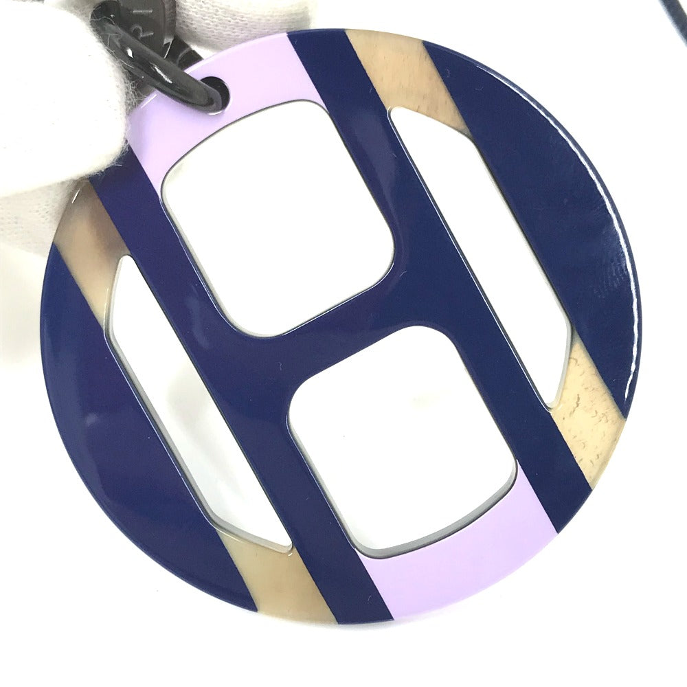 HERMES Necklace Buffalo horn Purple x blue Buffalo horn Equipe Women Used