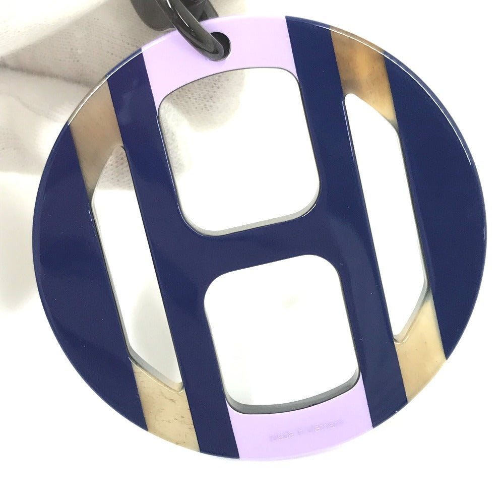 HERMES Necklace Buffalo horn Purple x blue Buffalo horn Equipe Women Used