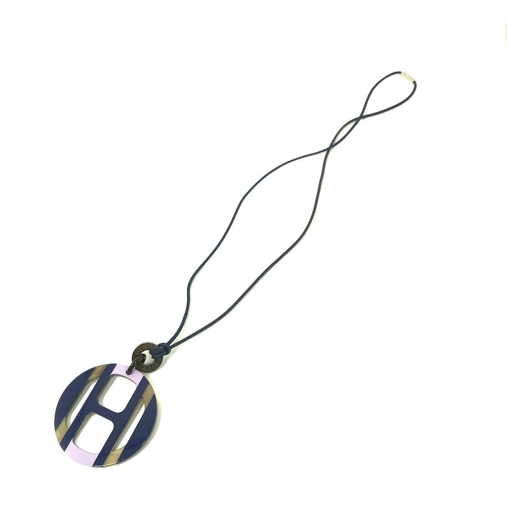 HERMES Necklace Buffalo horn Purple x blue Buffalo horn Equipe Women Used