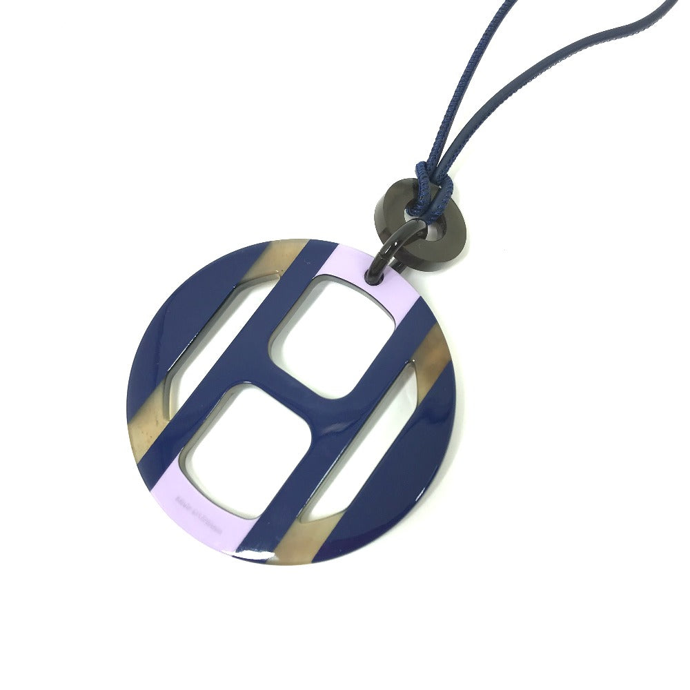 HERMES Necklace Buffalo horn Purple x blue Buffalo horn Equipe Women Used