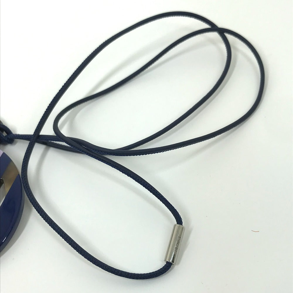 HERMES Necklace Buffalo horn Purple x blue Buffalo horn Equipe Women Used