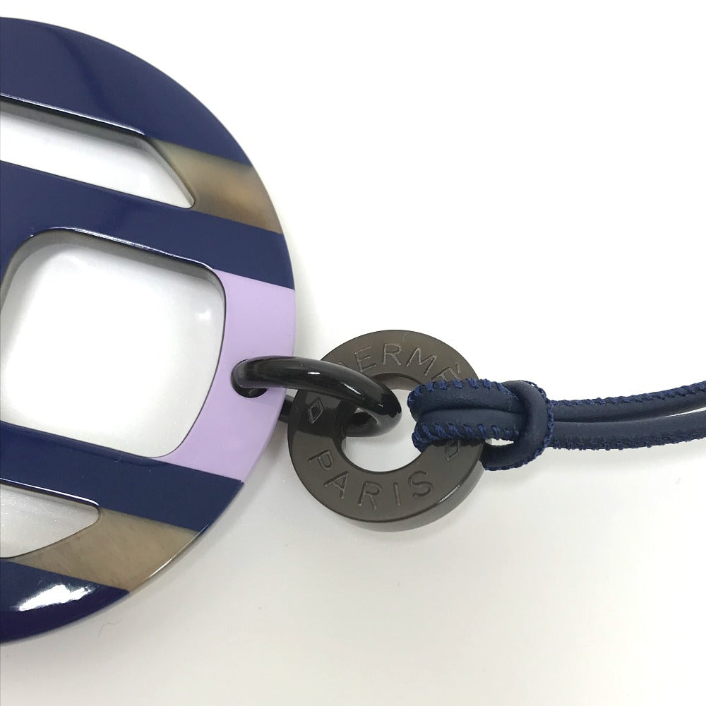 HERMES Necklace Buffalo horn Purple x blue Buffalo horn Equipe Women Used