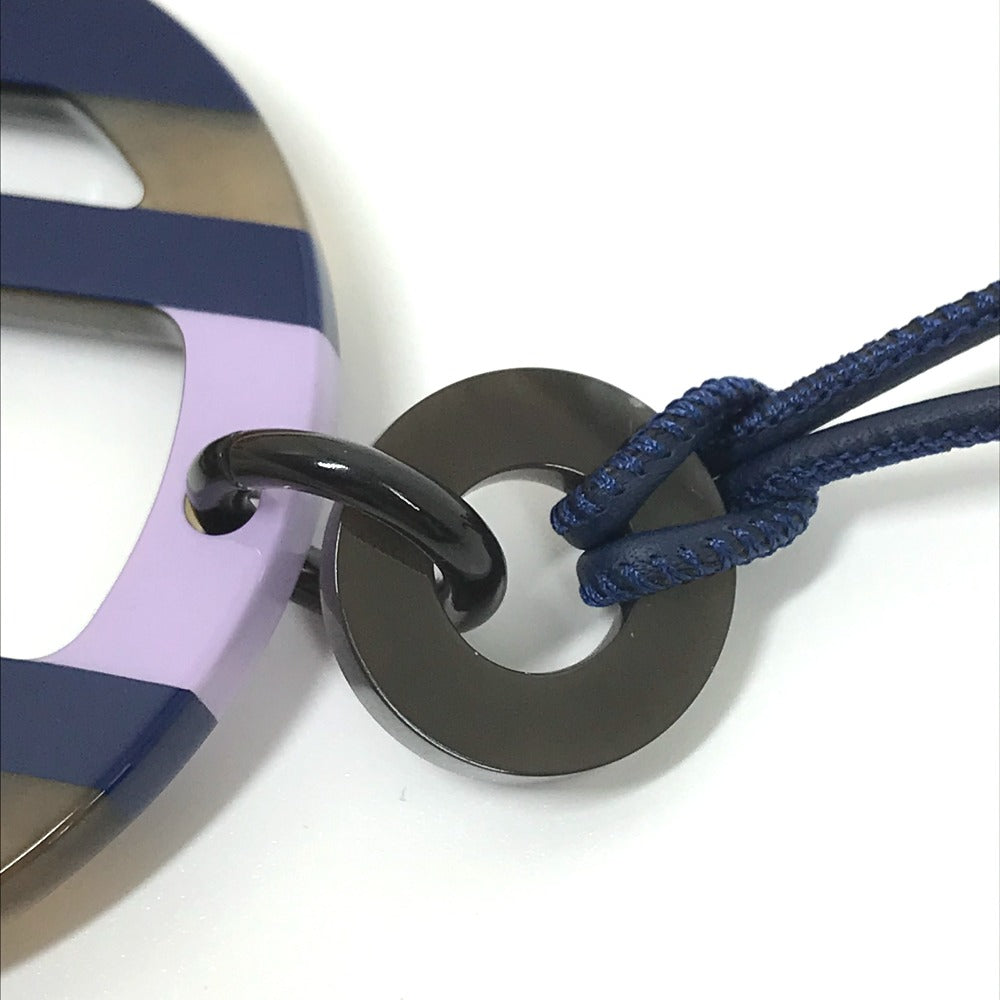 HERMES Necklace Buffalo horn Purple x blue Buffalo horn Equipe Women Used