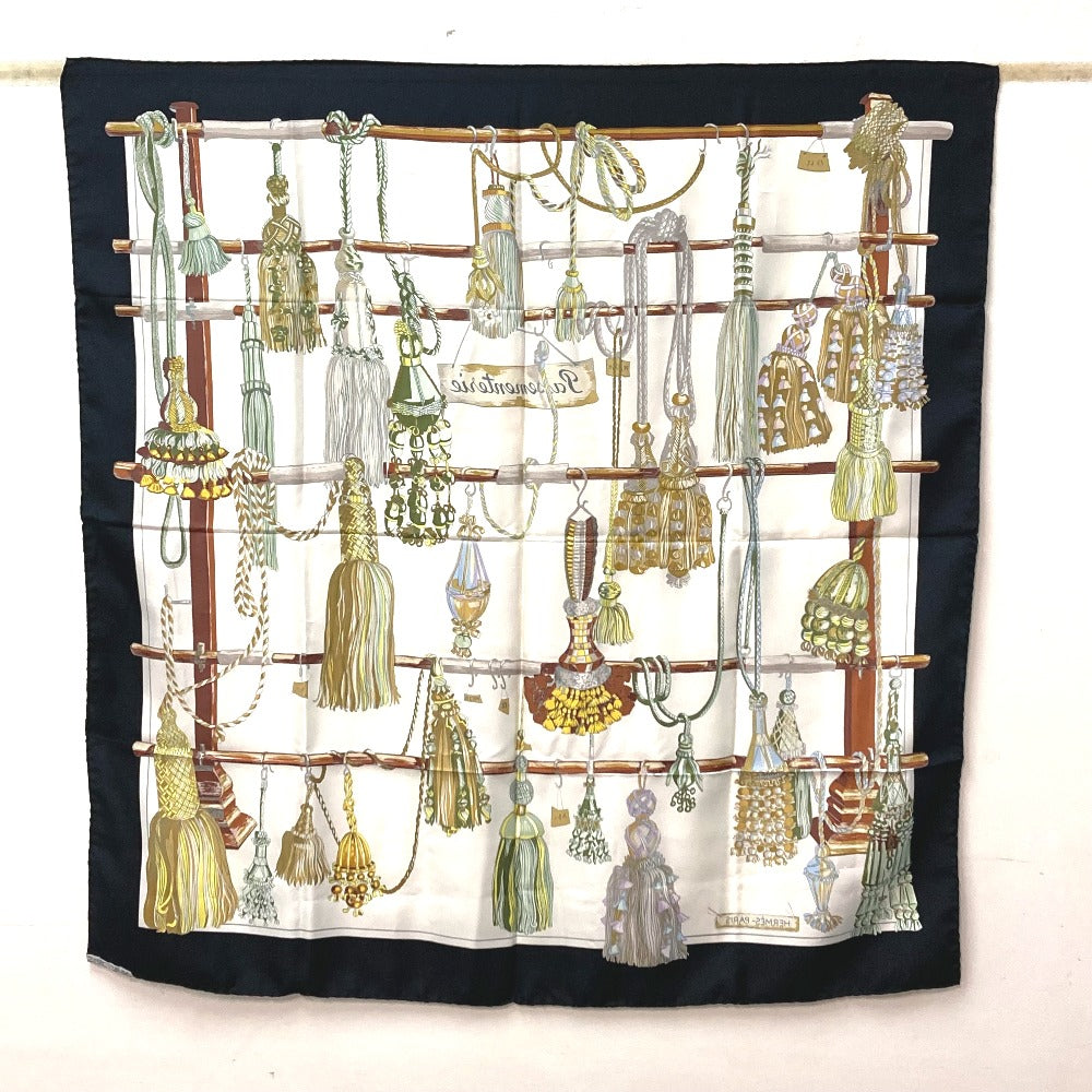 HERMES scarf silk Navy Pasementerie string decoration Carre90 Women Used