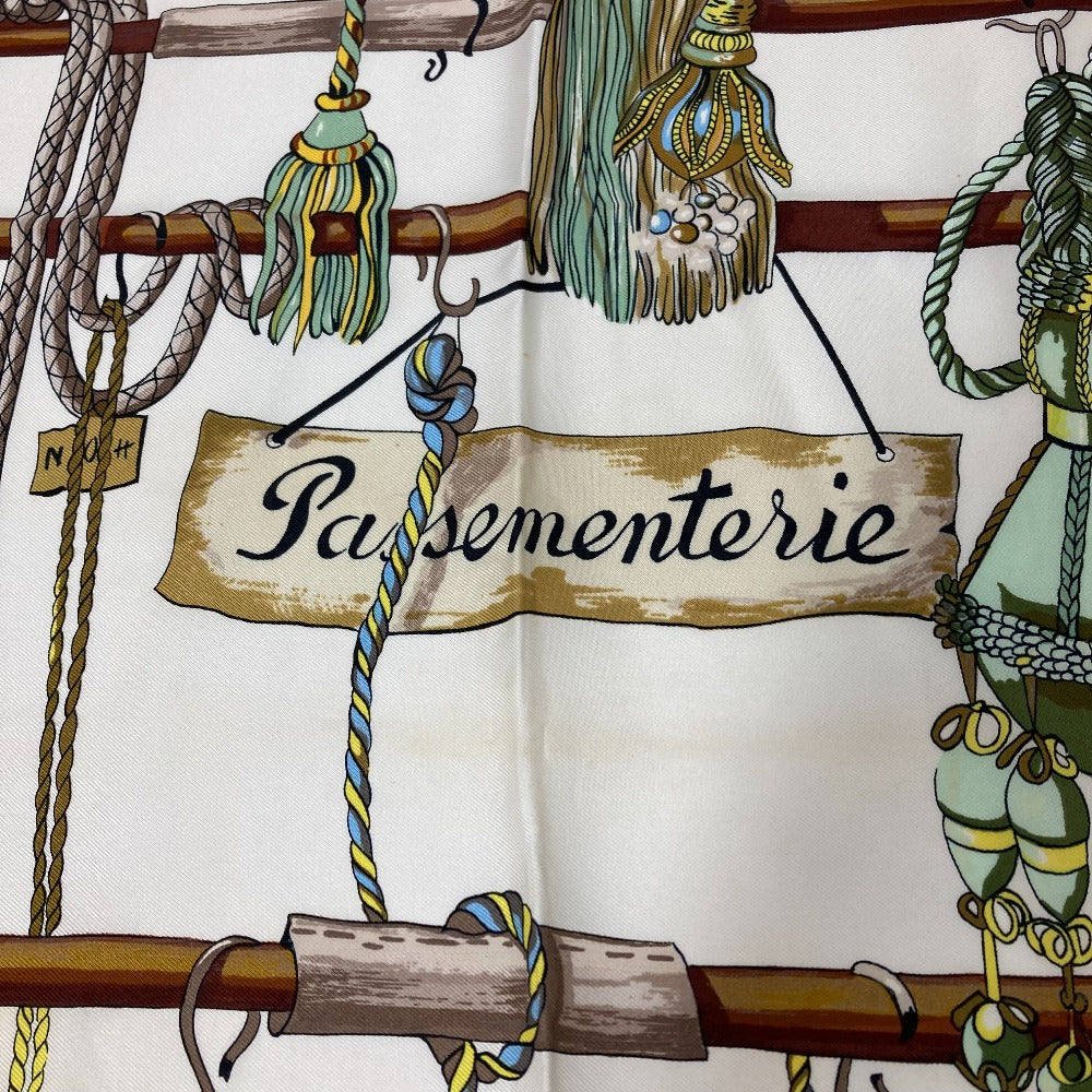 HERMES scarf silk Navy Pasementerie string decoration Carre90 Women Used
