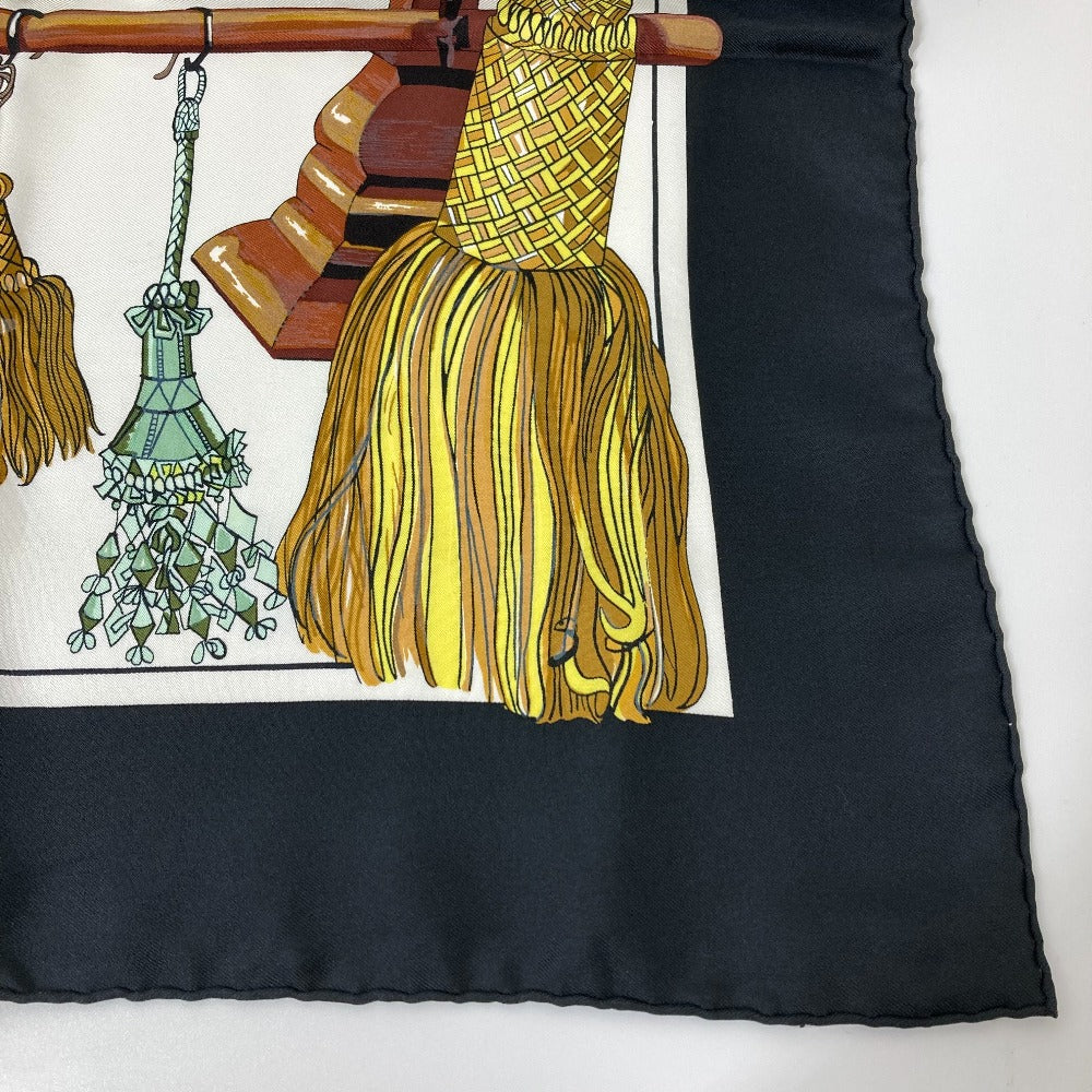 HERMES scarf silk Navy Pasementerie string decoration Carre90 Women Used