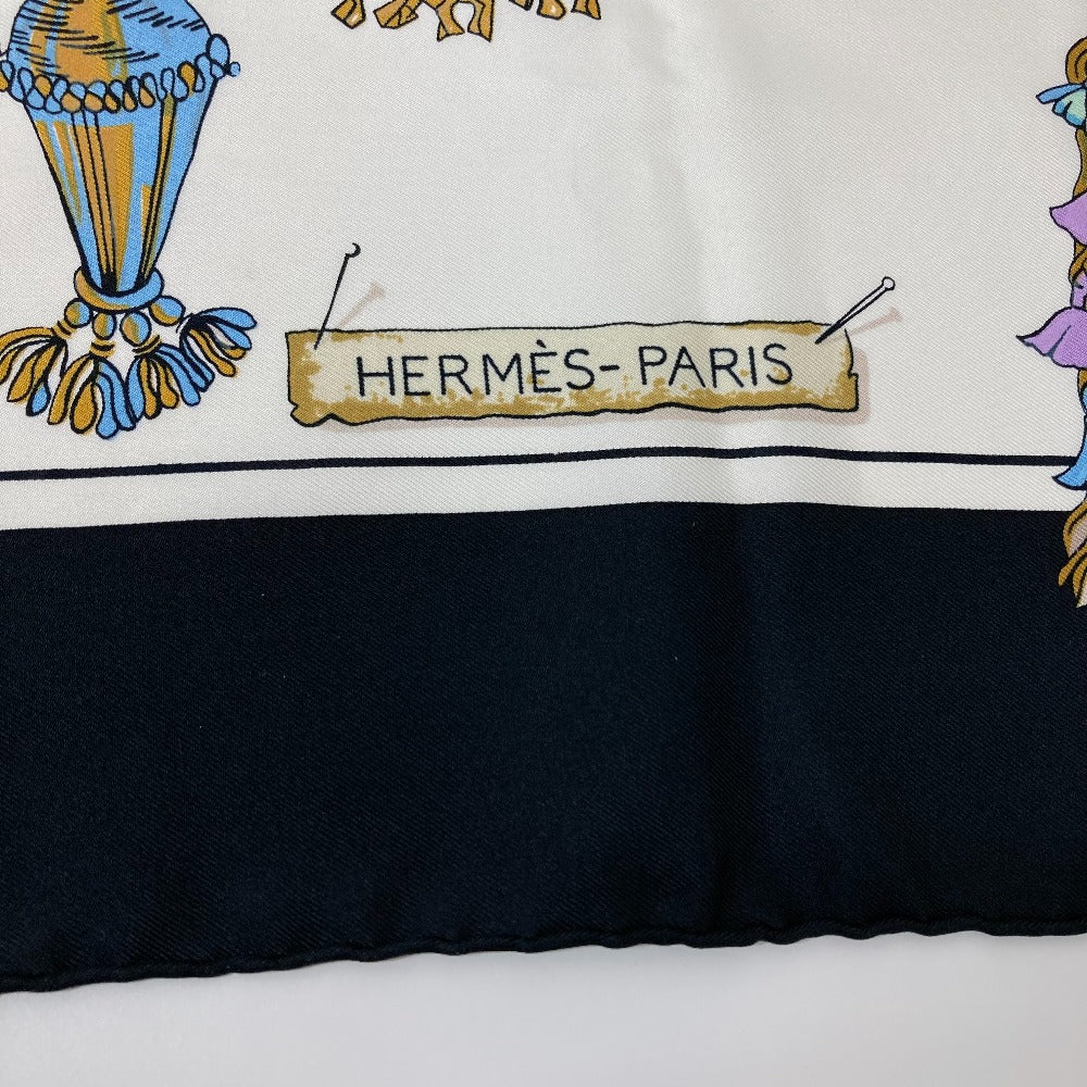 HERMES scarf silk Navy Pasementerie string decoration Carre90 Women Used