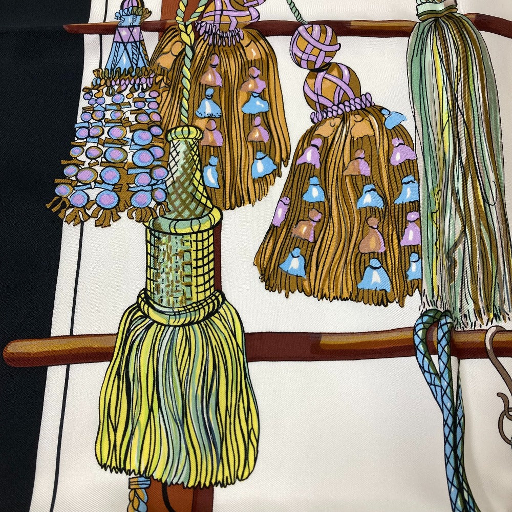 HERMES scarf silk Navy Pasementerie string decoration Carre90 Women Used