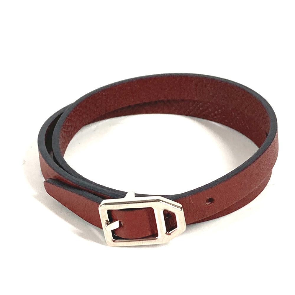 HERMES bracelet leather Brown Bracelet Paddock Double Tour Women Used