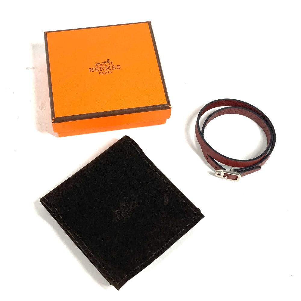 HERMES bracelet leather Brown Bracelet Paddock Double Tour Women Used