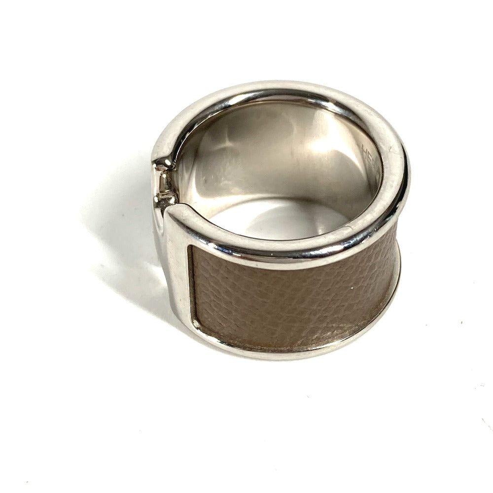HERMES Ring leather gray Olympe Women XS Used
