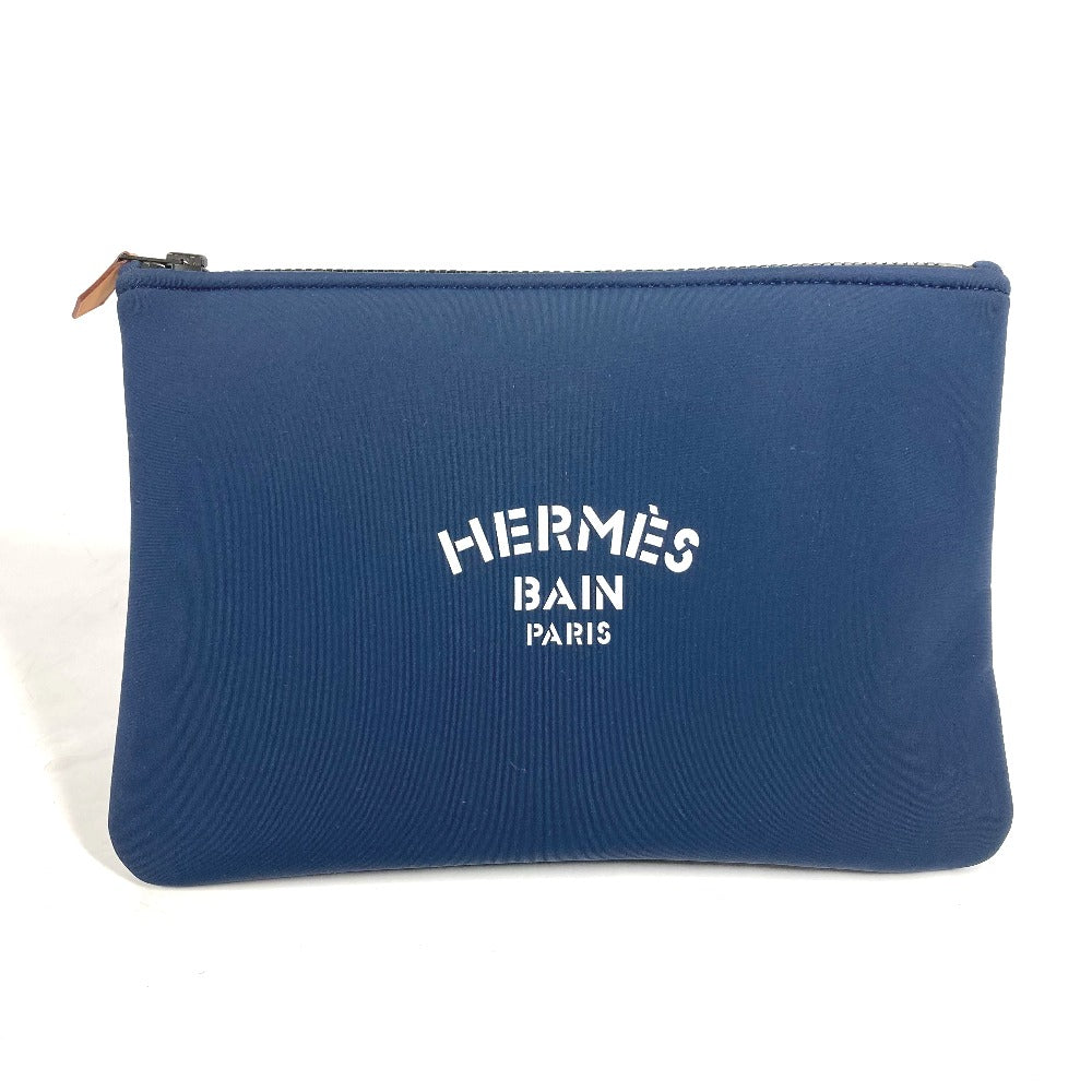 HERMES Pouch polyamide Navy Flat pouch Neoban Pouch MM Women Used