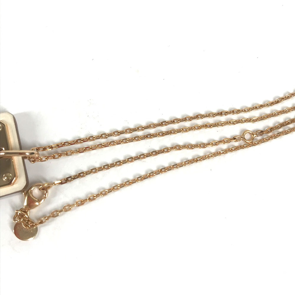 HERMES Necklace Metal, Leather White x Pink Gold Accessories Asdu Cool PM Women Used