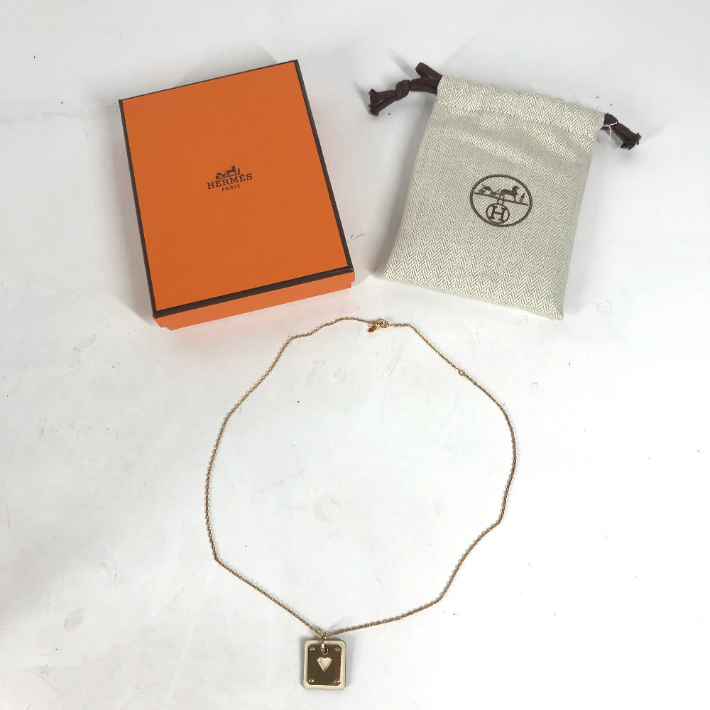 HERMES Necklace Metal, Leather White x Pink Gold Accessories Asdu Cool PM Women Used