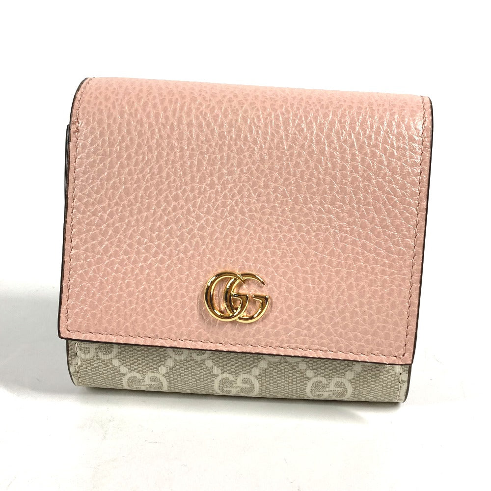 GUCCI Folded wallet 598587 GG Supreme canvas, leather beige GG Supreme GG Marmont Women Used