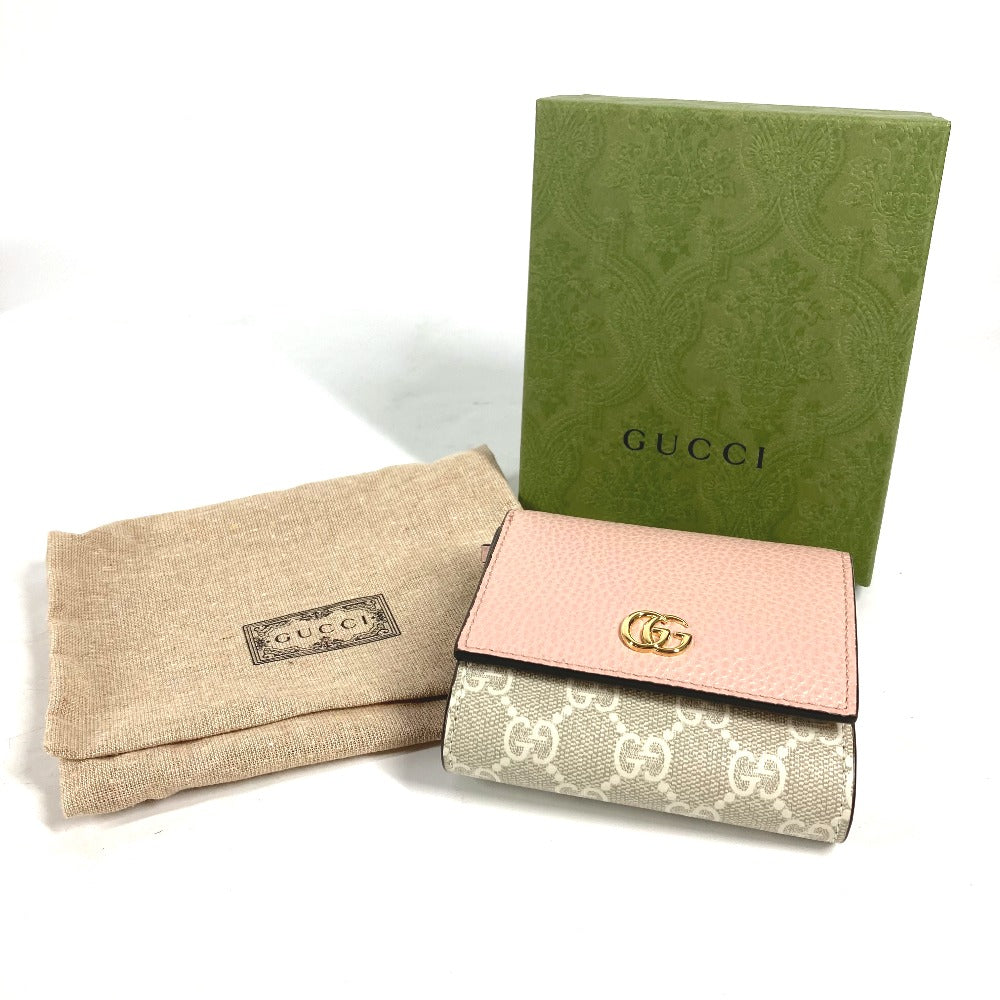 GUCCI Folded wallet 598587 GG Supreme canvas, leather beige GG Supreme GG Marmont Women Used