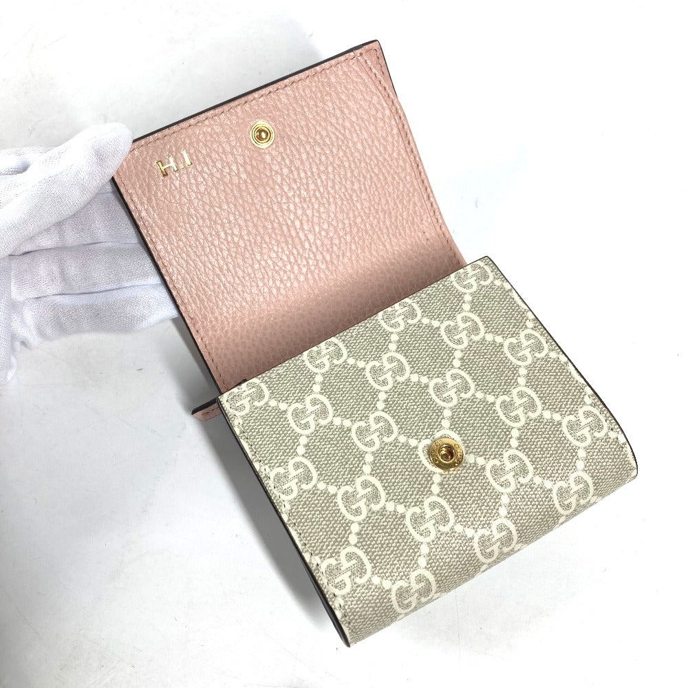 GUCCI Folded wallet 598587 GG Supreme canvas, leather beige GG Supreme GG Marmont Women Used
