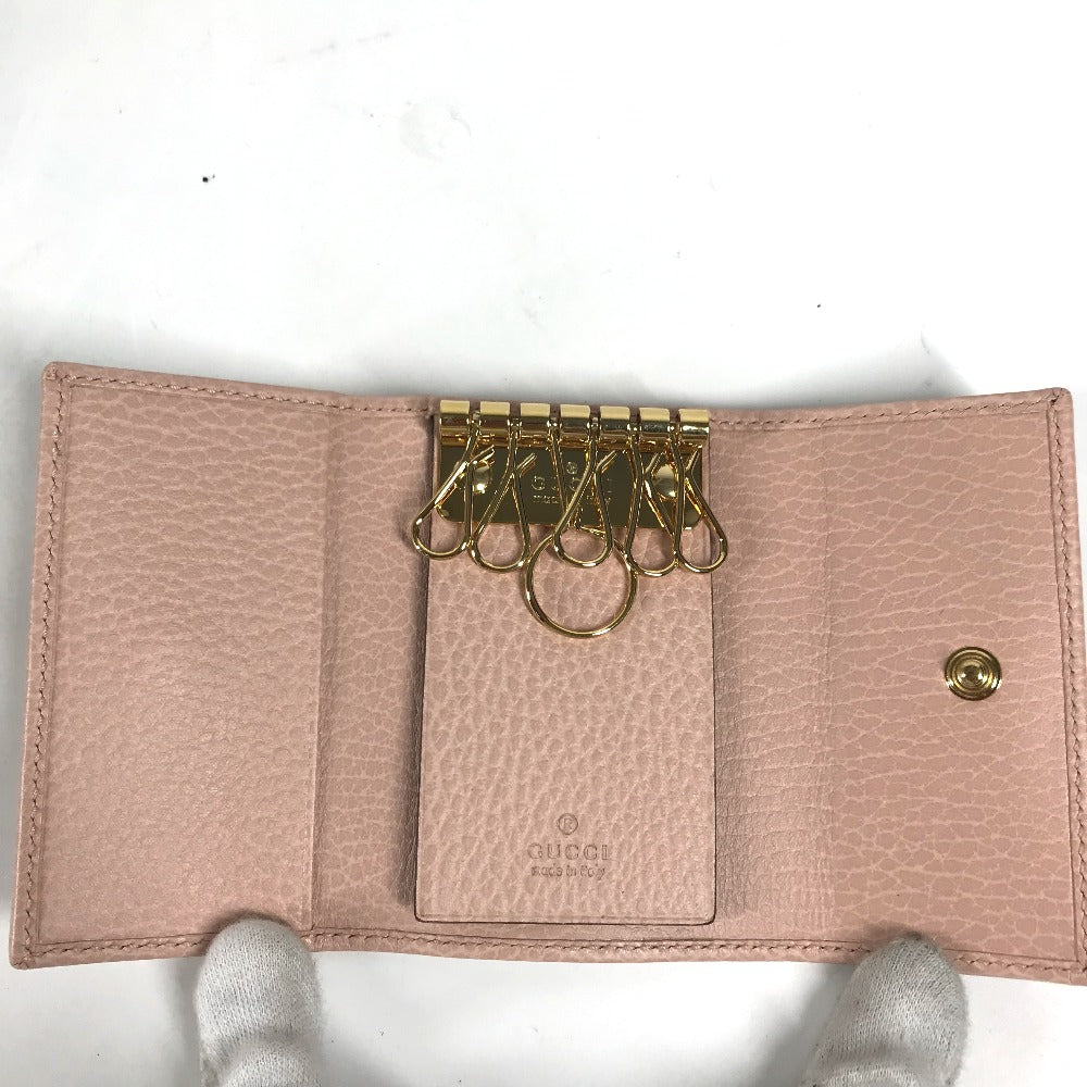 GUCCI Key case Key holder  456118 leather pink GG Marmot Double G Women Used