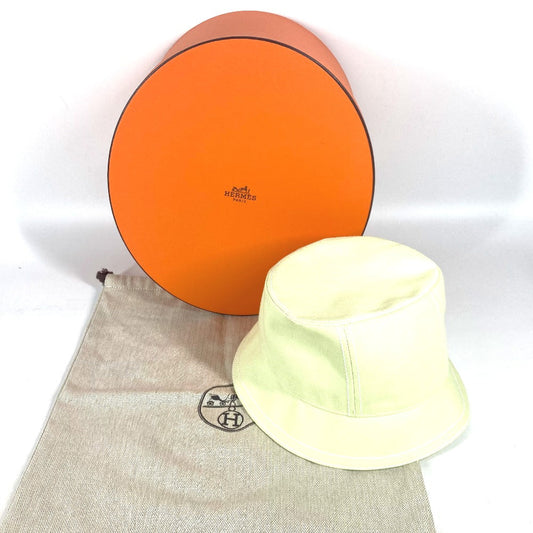 HERMES hat cotton Light green type stitch Serie logo Women 58 Used
